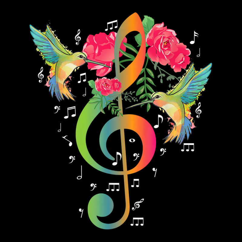 Treble Clef Roses Hummingbird Music Notes Musician T Shirt Cropped Hoodie by maionexzweddel1i | Artistshot