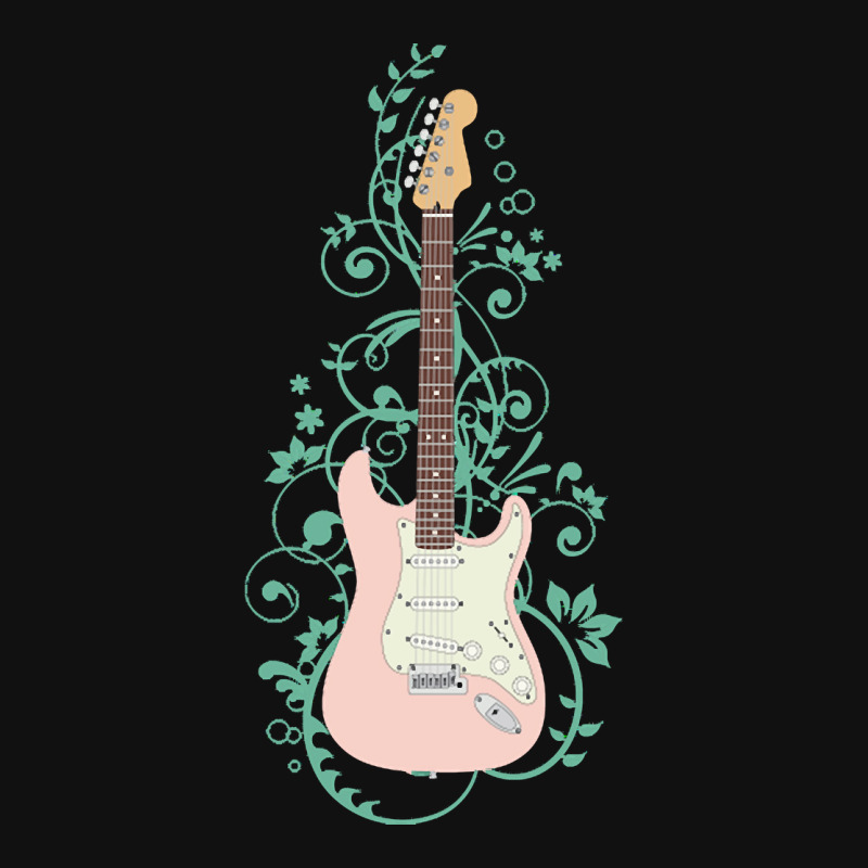 Electric Guitar T  Shirt Pink S  Style Electric Guitar Flowering Vines Portrait Canvas Print | Artistshot