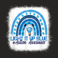 Light It Up Blue Rainbow Bleached Autism Awareness T Shirt Ladies Fitted T-shirt | Artistshot