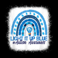 Light It Up Blue Rainbow Bleached Autism Awareness T Shirt Cropped Hoodie | Artistshot