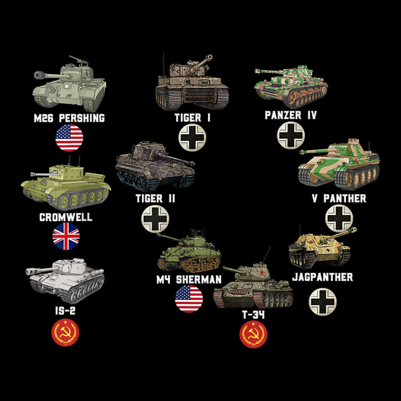 Ww2 Tanks Panzer Iv Tiger Ii T 34 M4 Sherman M26 Military T Shirt V-Neck Tee by haylesfshiltsxd1 | Artistshot