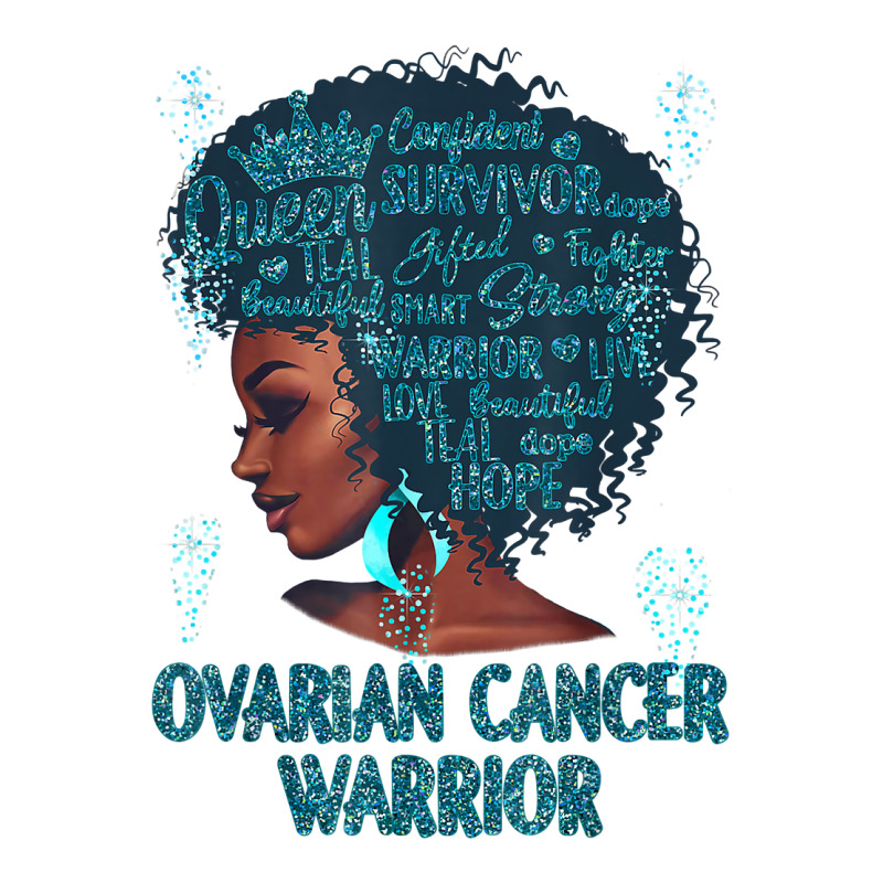 Black Woman Afro African Ovarian Cancer Warrior Teal Gifts T Shirt V-neck Tee | Artistshot