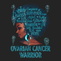 Black Woman Afro African Ovarian Cancer Warrior Teal Gifts T Shirt 3/4 Sleeve Shirt | Artistshot