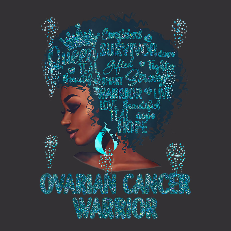 Black Woman Afro African Ovarian Cancer Warrior Teal Gifts T Shirt Vintage Hoodie | Artistshot