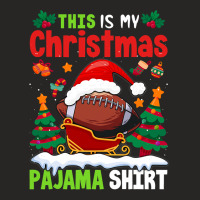 Football This Is My Christmas Pajama Football Christmas Trees 122 Foot Ladies Fitted T-shirt | Artistshot