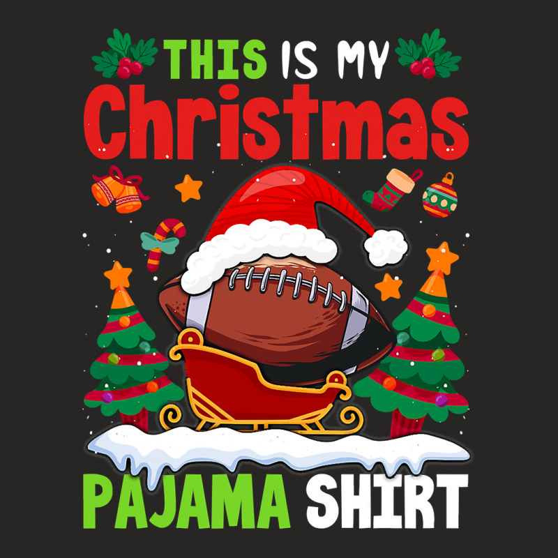 Football This Is My Christmas Pajama Football Christmas Trees 122 Foot Ladies Fitted T-Shirt by permad | Artistshot