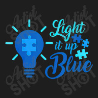 Light It Up Blue Autism Awareness Ribbon Puzzle Pieces Classic T-shirt | Artistshot