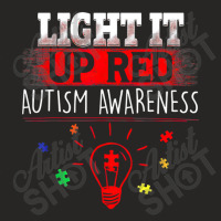 Light It Up Red Puzzle Piece Autism Awareness Ladies Fitted T-shirt | Artistshot