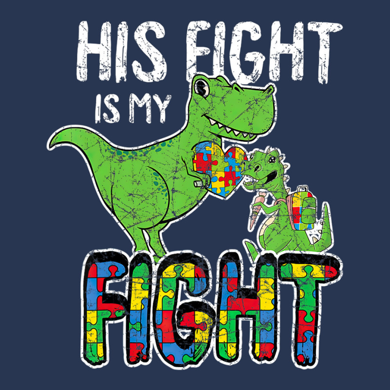 His Fight Is My Fight Autism Awareness Trex Men Denim Jacket | Artistshot