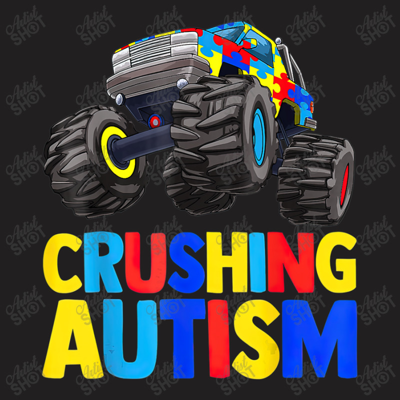 Monster Truck Crushing Austim Autism Awareness (3) T-Shirt by LeiThompson | Artistshot