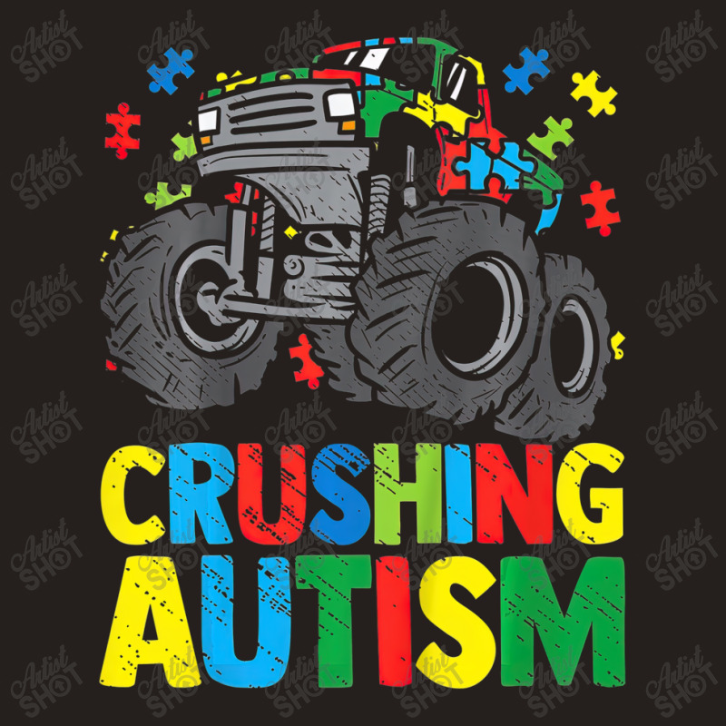 Monster Truck Crushing Austim Autism Awareness Tank Top by LeiThompson | Artistshot