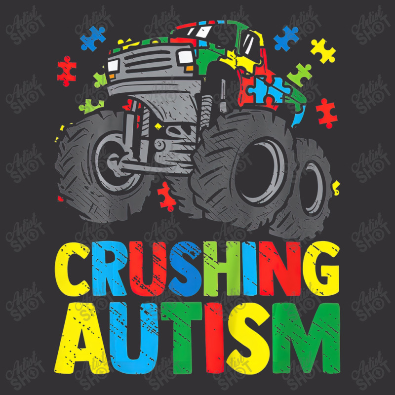 Monster Truck Crushing Austim Autism Awareness Vintage Hoodie by LeiThompson | Artistshot