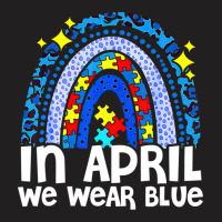 In April We Wear Blue Autism Awareness Rainbow Puzzle Love T-shirt | Artistshot