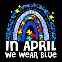 In April We Wear Blue Autism Awareness Rainbow Puzzle Love V-neck Tee | Artistshot