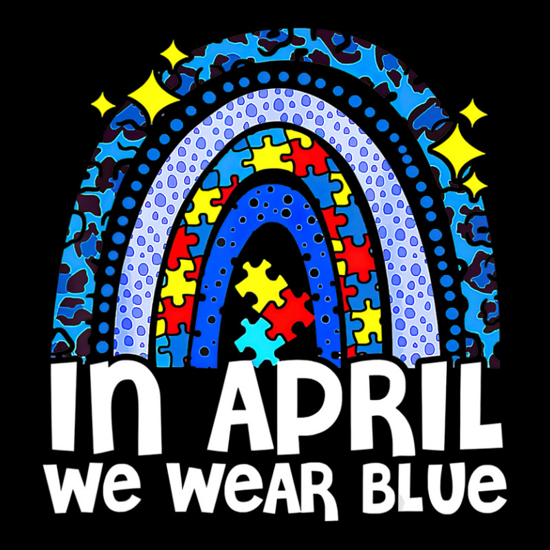 In April We Wear Blue Autism Awareness Rainbow Puzzle Love V-neck Tee | Artistshot