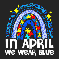 In April We Wear Blue Autism Awareness Rainbow Puzzle Love 3/4 Sleeve Shirt | Artistshot