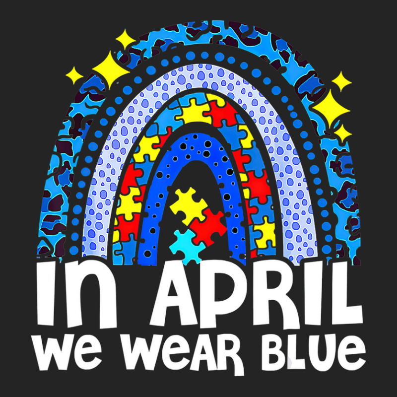 In April We Wear Blue Autism Awareness Rainbow Puzzle Love 3/4 Sleeve Shirt | Artistshot