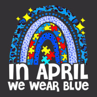 In April We Wear Blue Autism Awareness Rainbow Puzzle Love Vintage Short | Artistshot