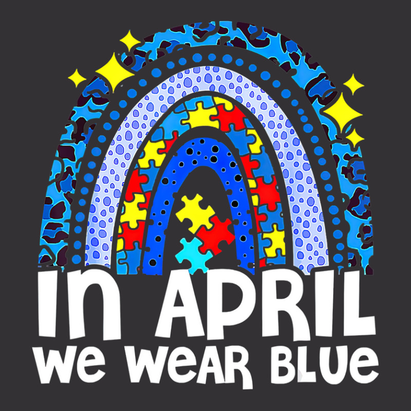 In April We Wear Blue Autism Awareness Rainbow Puzzle Love Vintage Short | Artistshot