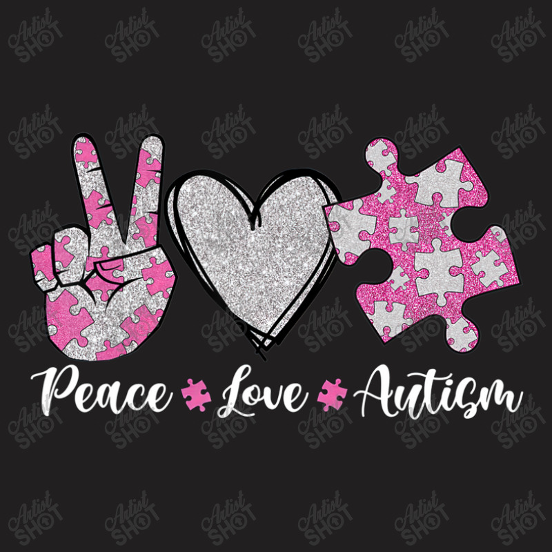 Peace Love Autism Autism Awareness Month Puzzle Heart Love T-Shirt by LeiThompson | Artistshot