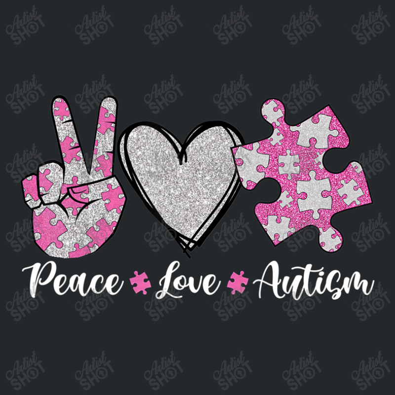 Peace Love Autism Autism Awareness Month Puzzle Heart Love Crewneck Sweatshirt by LeiThompson | Artistshot