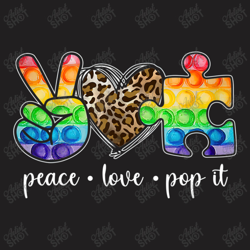 Peace Love Pop It Puzzle Autism Awareness T-Shirt by LeiThompson | Artistshot