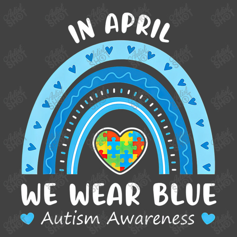 Puzzle Rainbow In April We Wear Blue Autism Awareness Month Vintage T-Shirt by LeiThompson | Artistshot