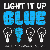 Light It Up Blue Autism Awareness Ribbon Puzzle Pieces T-shirt | Artistshot