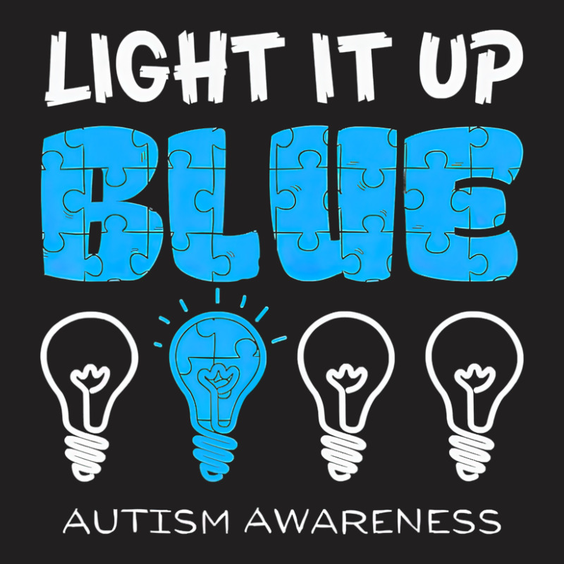 Light It Up Blue Autism Awareness Ribbon Puzzle Pieces T-shirt | Artistshot