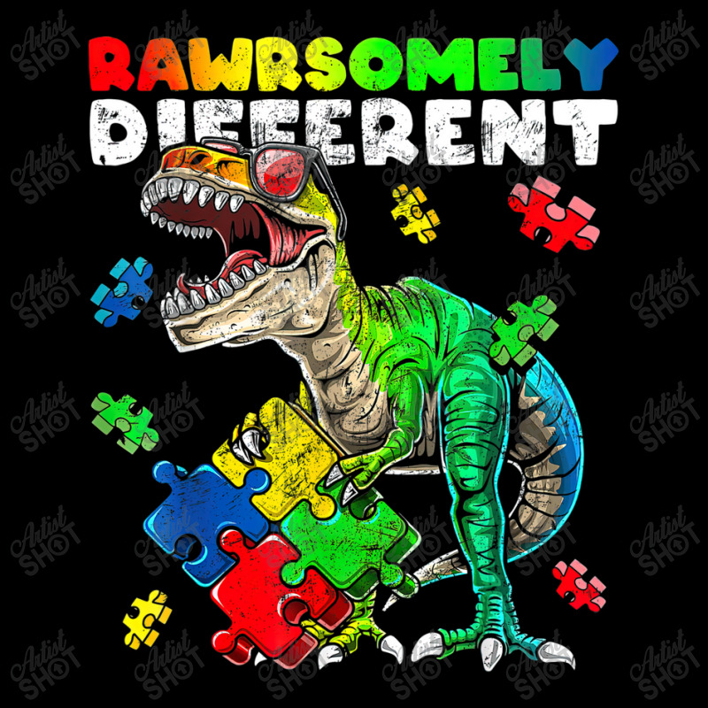 Rawrsomely Different Dinosaur Autism Awareness Puzzle Pocket T-Shirt by LeiThompson | Artistshot