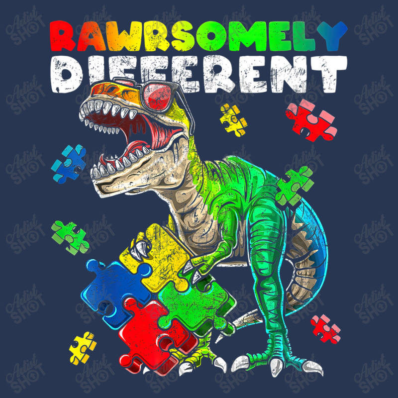 Rawrsomely Different Dinosaur Autism Awareness Puzzle Men Denim Jacket by LeiThompson | Artistshot