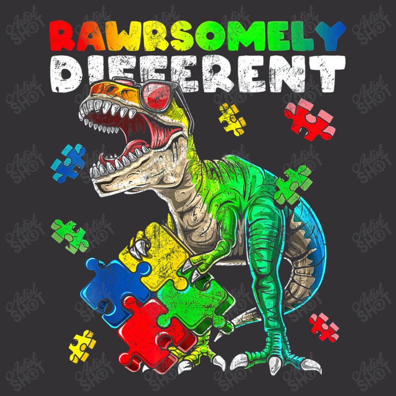 Rawrsomely Different Dinosaur Autism Awareness Puzzle Vintage Short by LeiThompson | Artistshot