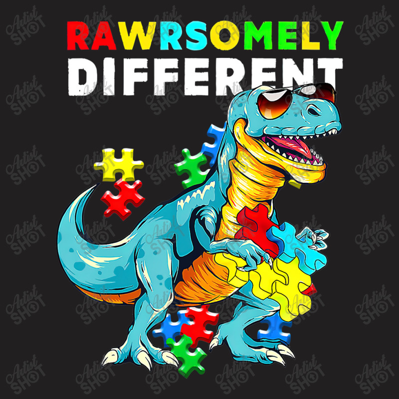 Rawrsomely Different Dinosaur Dino Autism Awareness T-Shirt by LeiThompson | Artistshot