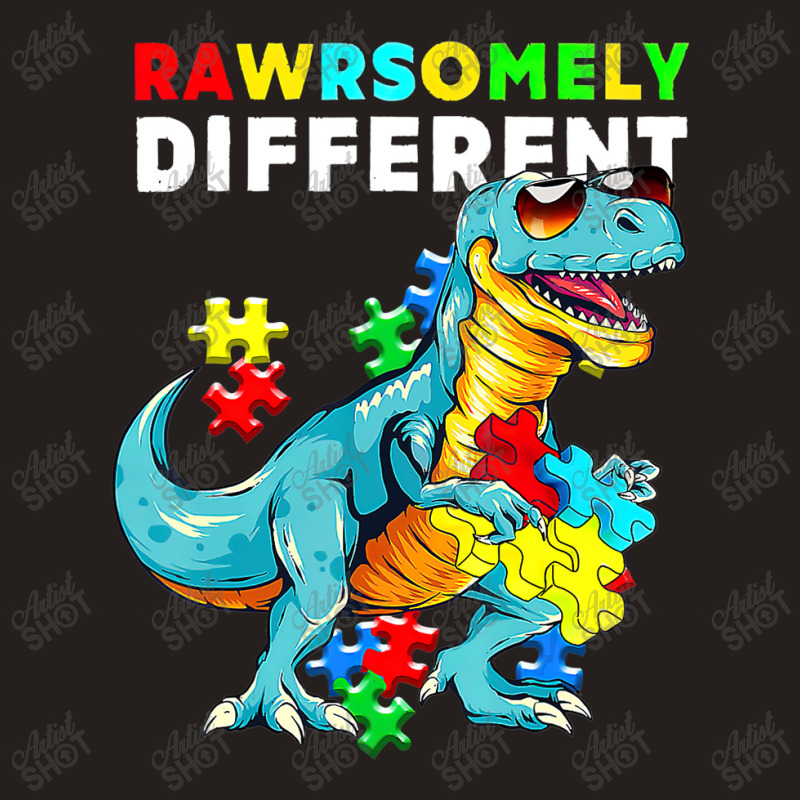 Rawrsomely Different Dinosaur Dino Autism Awareness Tank Top by LeiThompson | Artistshot