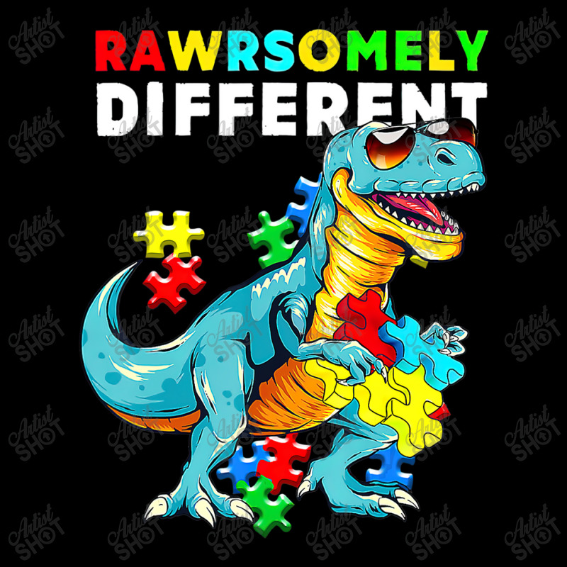 Rawrsomely Different Dinosaur Dino Autism Awareness V-Neck Tee by LeiThompson | Artistshot