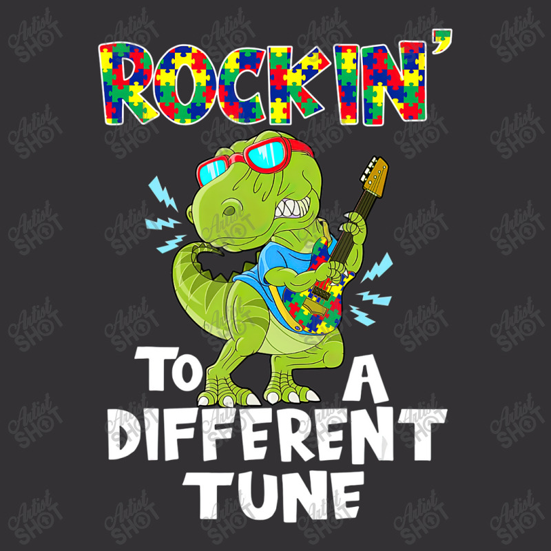 Rockin To A Different Tune Autism Awareness Dinosaur Vintage Hoodie by LeiThompson | Artistshot