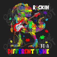 Rockin To A Different Tune Autism Awareness Trex Dinosaur T-shirt | Artistshot