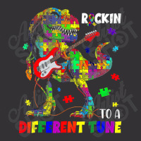 Rockin To A Different Tune Autism Awareness Trex Dinosaur Vintage Short | Artistshot