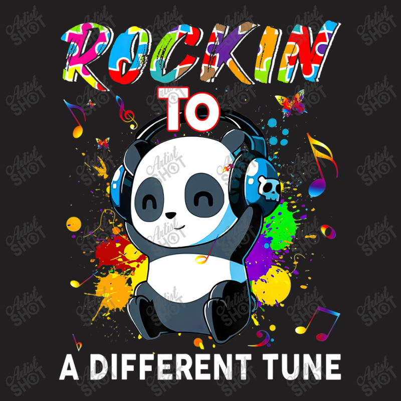 Rockin To A Different Tune Panda Autism Awareness T-Shirt by LeiThompson | Artistshot