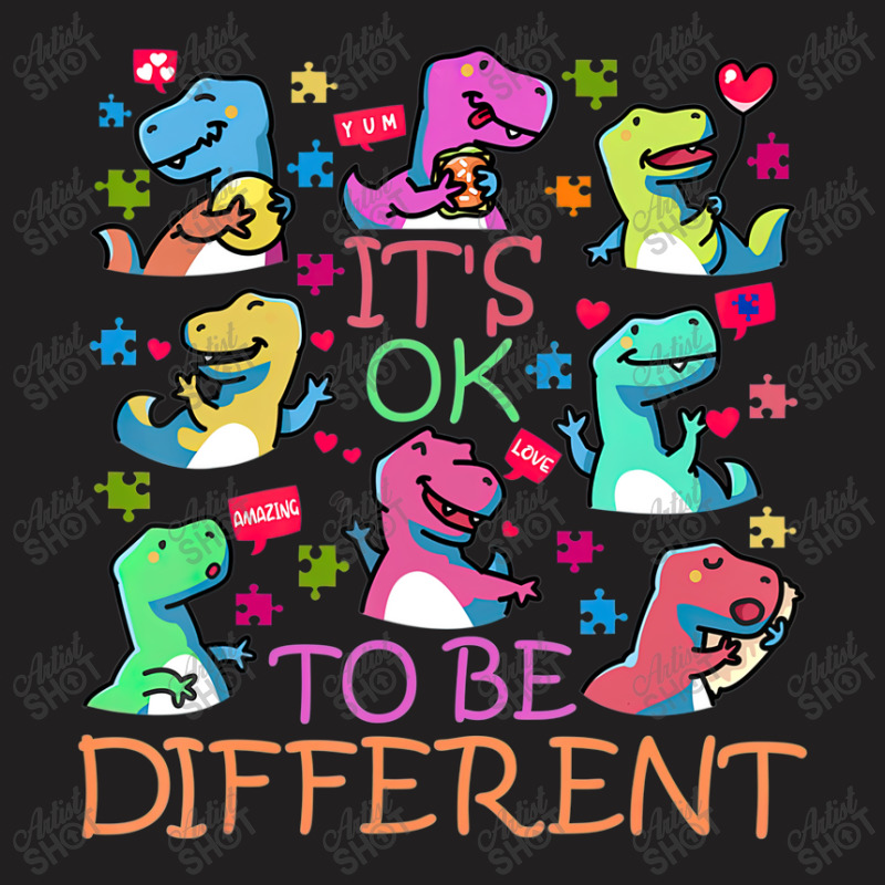 Trex Its Ok To Be Different Autism Awareness Dino T-Shirt by LeiThompson | Artistshot