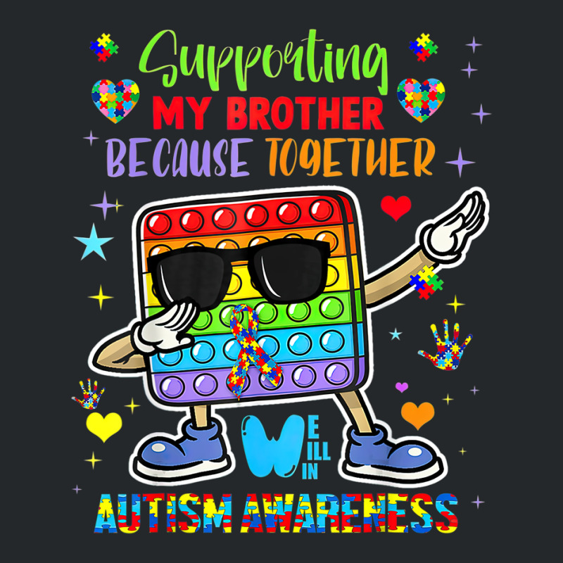 Supporting My Brother Puzzle Autism Awareness Month Pop It Crewneck Sweatshirt | Artistshot