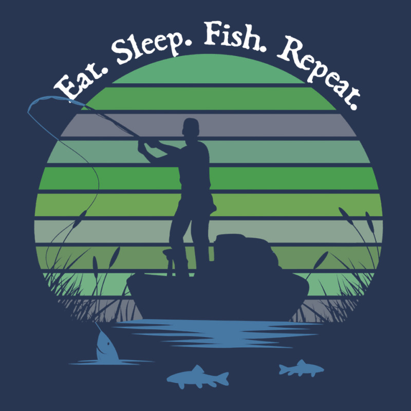 Father's Day Fishing Casting Silouette Eat Sleep Fish Sweatshirt Men Denim Jacket | Artistshot