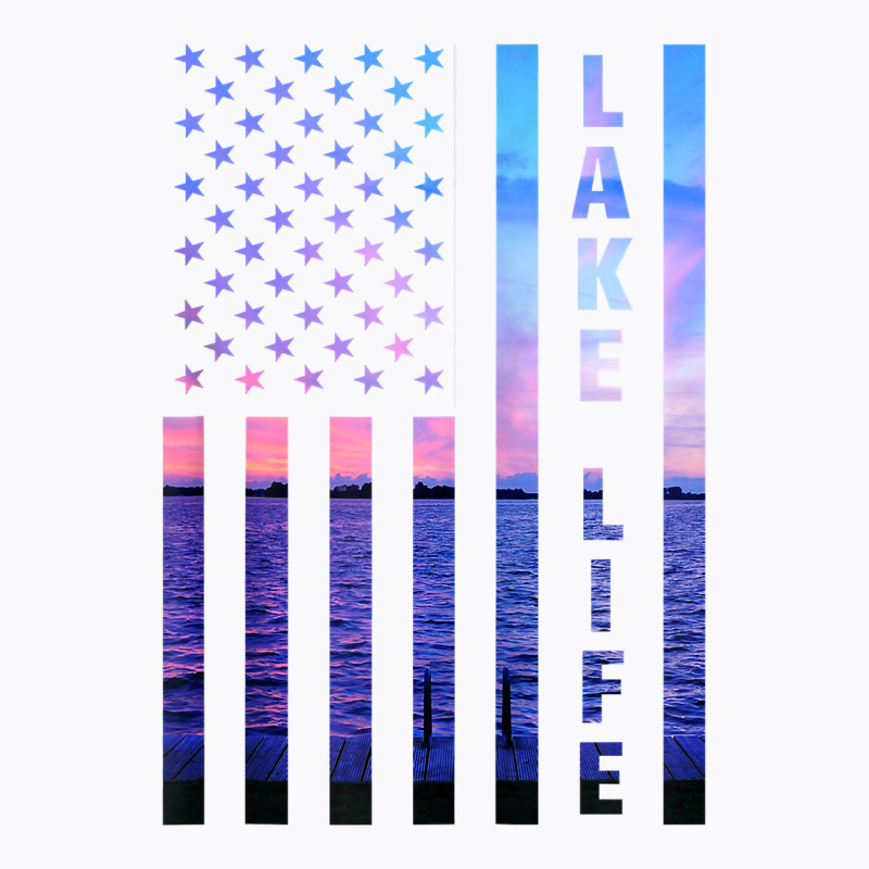 Lake Life American Flag Dock Sunset Wakeboarder Power Boat Zip Hoodie T-shirt | Artistshot