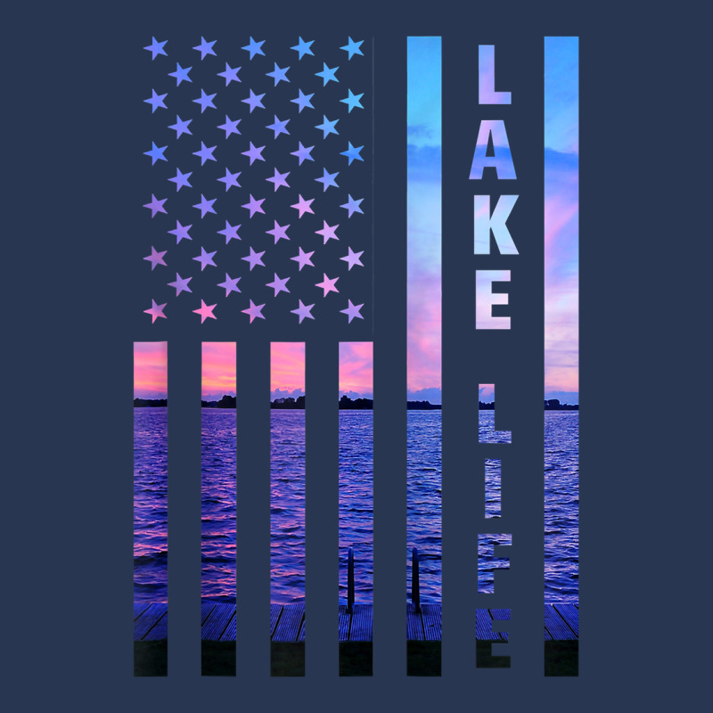 Lake Life American Flag Dock Sunset Wakeboarder Power Boat Zip Hoodie Men Denim Jacket | Artistshot