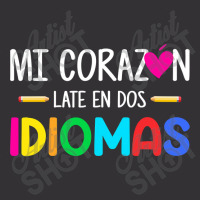 Mi Corazon Late En Dos Idiomas, Bilingual Spanish Teacher Vintage Short | Artistshot