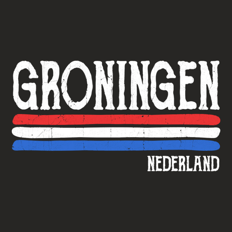 Vintage Groningen Dutch Flag Colors Netherlands Ladies Fitted T-Shirt by Binhthai9809 | Artistshot