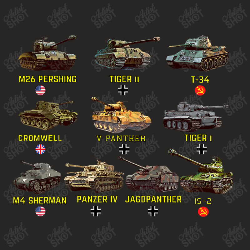 Top Ten Best Ww2 Tanks M4 Sherman Panzer Iv Tiger Ii T, 34 Ladies Fitted T-Shirt by time5803 | Artistshot