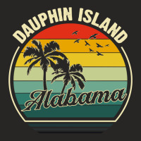 Vintage Dauphin Island Alabama Summer Vacation Sunset Palm Pullover Ho Ladies Fitted T-shirt | Artistshot