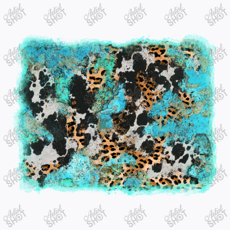 Turquoise Cowhide Leopard Background T-shirt | Artistshot