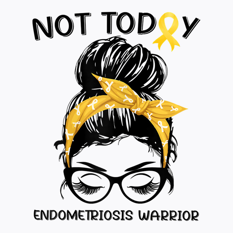 Womens Endometriosis Warrior Messy Bun Yellow Ribbon Endo Awareness T-shirt | Artistshot